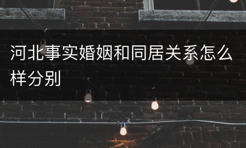 河北事实婚姻和同居关系怎么样分别