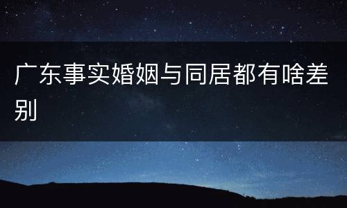 广东事实婚姻与同居都有啥差别