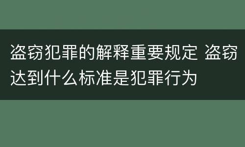 盗窃犯罪的解释重要规定 盗窃达到什么标准是犯罪行为