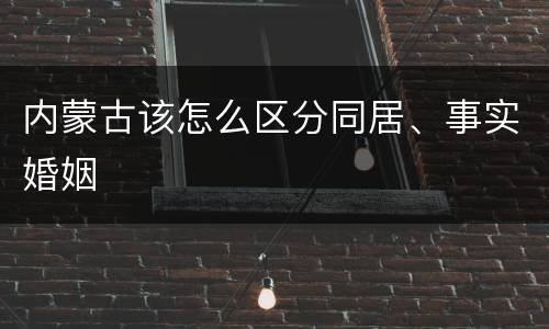 内蒙古该怎么区分同居、事实婚姻