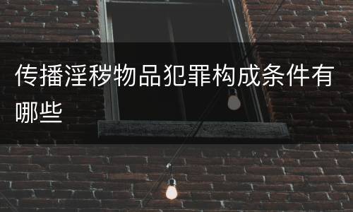 传播淫秽物品犯罪构成条件有哪些