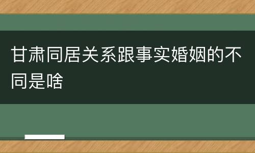 甘肃同居关系跟事实婚姻的不同是啥