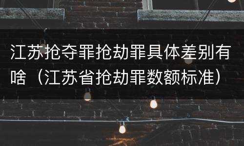 江苏抢夺罪抢劫罪具体差别有啥（江苏省抢劫罪数额标准）