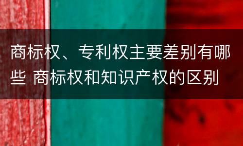 商标权、专利权主要差别有哪些 商标权和知识产权的区别