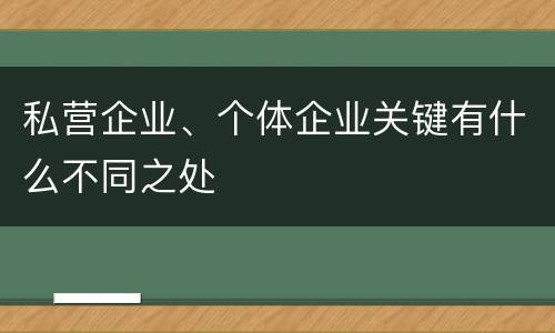 私营企业、个体企业关键有什么不同之处
