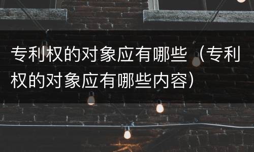 专利权的对象应有哪些（专利权的对象应有哪些内容）