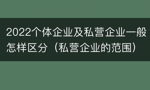 2022个体企业及私营企业一般怎样区分（私营企业的范围）