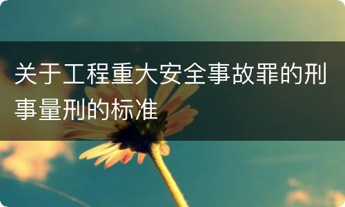 关于工程重大安全事故罪的刑事量刑的标准