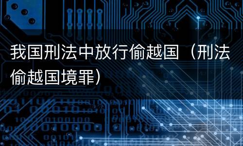 我国刑法中放行偷越国（刑法偷越国境罪）