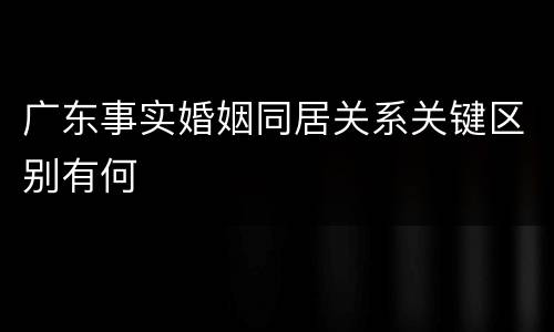 广东事实婚姻同居关系关键区别有何