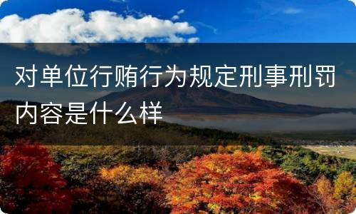 对单位行贿行为规定刑事刑罚内容是什么样