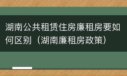 湖南公共租赁住房廉租房要如何区别（湖南廉租房政策）