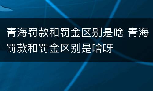 青海罚款和罚金区别是啥 青海罚款和罚金区别是啥呀