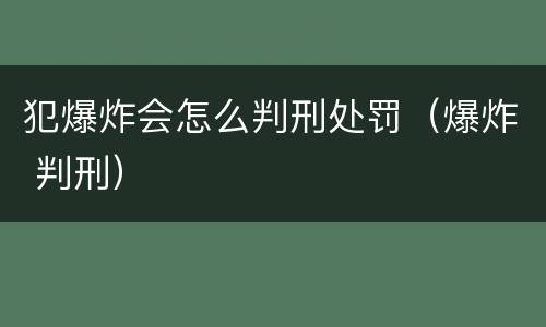 犯爆炸会怎么判刑处罚（爆炸 判刑）
