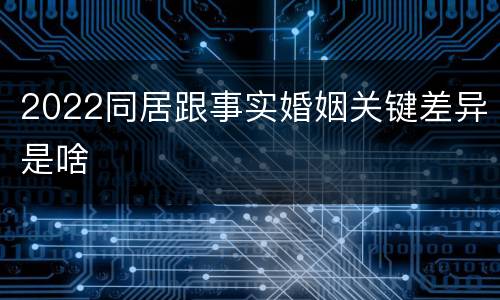 2022同居跟事实婚姻关键差异是啥