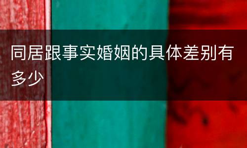同居跟事实婚姻的具体差别有多少