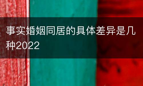 事实婚姻同居的具体差异是几种2022