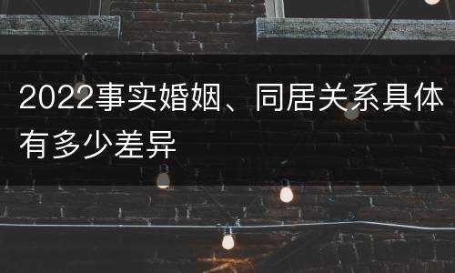 2022事实婚姻、同居关系具体有多少差异