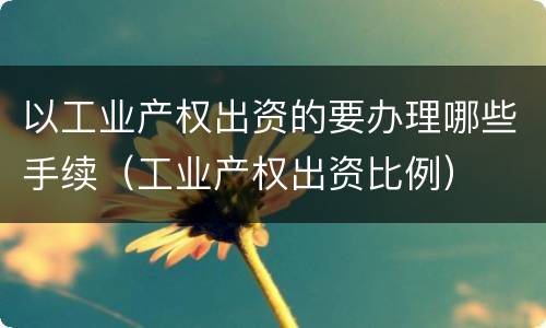 以工业产权出资的要办理哪些手续（工业产权出资比例）