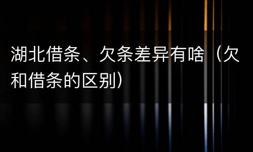湖北借条、欠条差异有啥（欠和借条的区别）