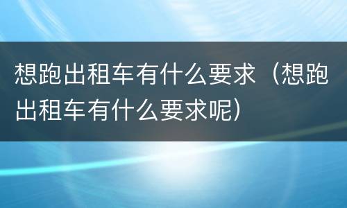 想跑出租车有什么要求（想跑出租车有什么要求呢）