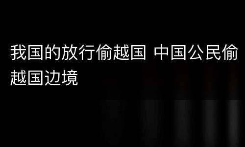 我国的放行偷越国 中国公民偷越国边境