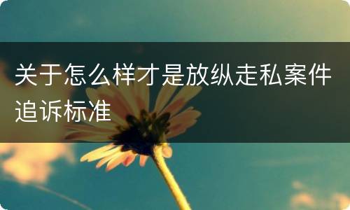 关于怎么样才是放纵走私案件追诉标准