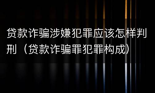 贷款诈骗涉嫌犯罪应该怎样判刑（贷款诈骗罪犯罪构成）