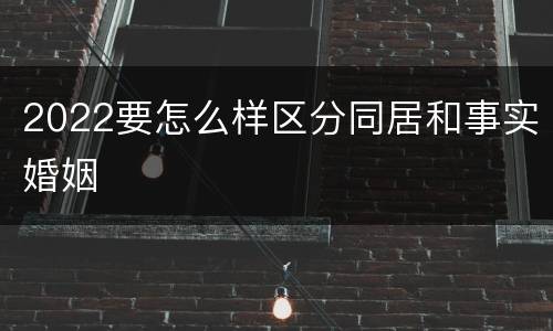 2022要怎么样区分同居和事实婚姻