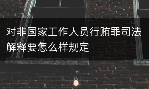 对非国家工作人员行贿罪司法解释要怎么样规定