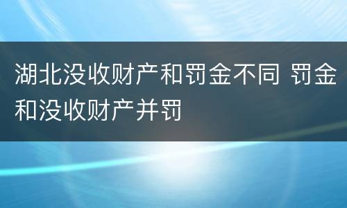 湖北没收财产和罚金不同 罚金和没收财产并罚