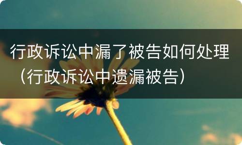 行政诉讼中漏了被告如何处理（行政诉讼中遗漏被告）