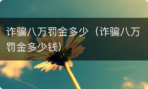 诈骗八万罚金多少（诈骗八万罚金多少钱）