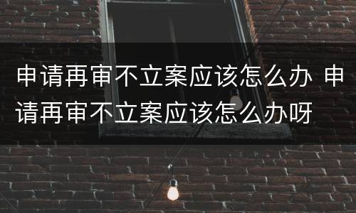 申请再审不立案应该怎么办 申请再审不立案应该怎么办呀