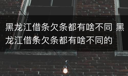 黑龙江借条欠条都有啥不同 黑龙江借条欠条都有啥不同的
