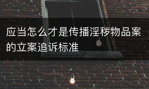 应当怎么才是传播淫秽物品案的立案追诉标准