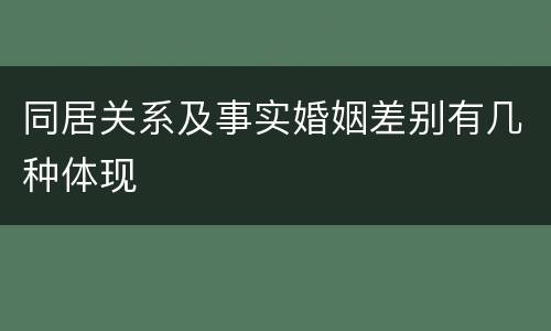 同居关系及事实婚姻差别有几种体现