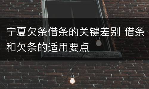 宁夏欠条借条的关键差别 借条和欠条的适用要点