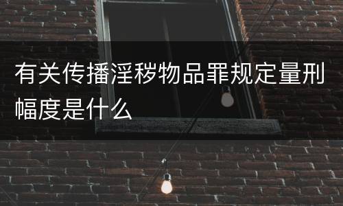 有关传播淫秽物品罪规定量刑幅度是什么