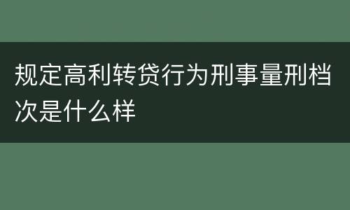 规定高利转贷行为刑事量刑档次是什么样