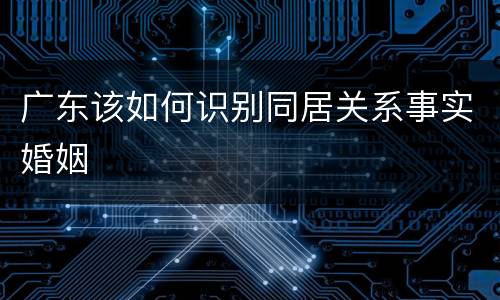 广东该如何识别同居关系事实婚姻