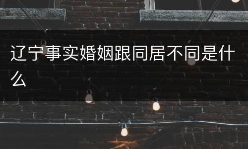 辽宁事实婚姻跟同居不同是什么
