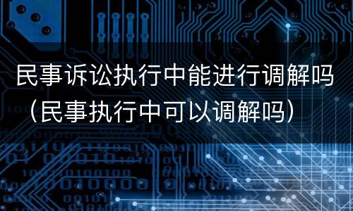 民事诉讼执行中能进行调解吗（民事执行中可以调解吗）