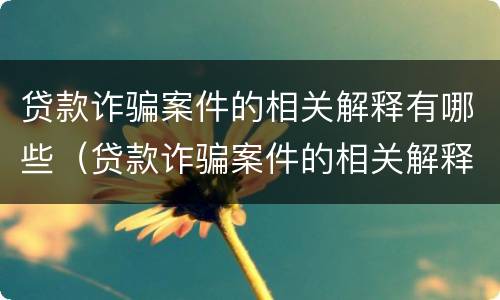 贷款诈骗案件的相关解释有哪些（贷款诈骗案件的相关解释有哪些内容）