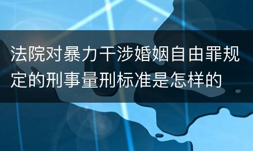 法院对暴力干涉婚姻自由罪规定的刑事量刑标准是怎样的