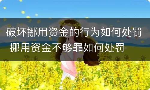 破坏挪用资金的行为如何处罚 挪用资金不够罪如何处罚