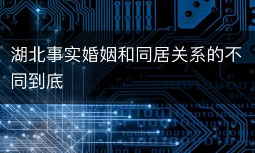 湖北事实婚姻和同居关系的不同到底
