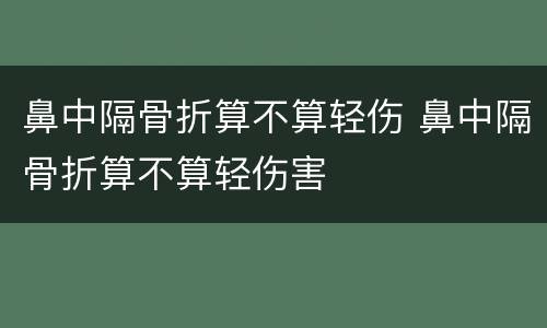 鼻中隔骨折算不算轻伤 鼻中隔骨折算不算轻伤害