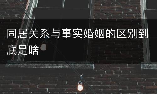 同居关系与事实婚姻的区别到底是啥