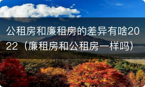 公租房和廉租房的差异有啥2022（廉租房和公租房一样吗）